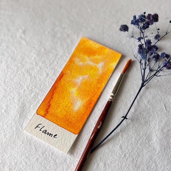 Flame Granulating Watercolor – Handmade Orange Yellow Pigment