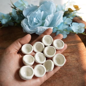 Empty glossy Ceramic Paint pans - set of 5 round pans , clay Ceramic empty watercolor pans , white Paint pans, artist supplies