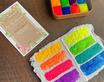 Handmade Neon Watercolor Paint Set: Vegan Artist Gift