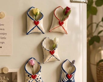 Mini Ceramic envelope fridge magnet vase - unique refrigerator magnets , party favors (2x3 inches)