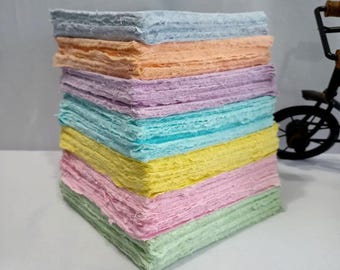6x6 Deckle Edge Handmade Cotton Paper, Scrapbooking, Origami