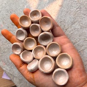 Empty speckled Ceramic Paint pans - set of 5 round pans , clay Ceramic empty watercolor pans , rustic Paint pans, artist supplies