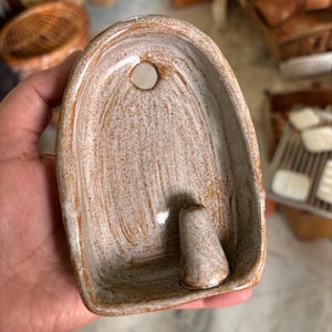 Rustic small ceramic wall hanging with budvase, Terracotta finish ceramic altar 10 cm, ceramic wall sconce image 10