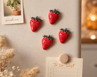 Strawberry  fridge magnet-  ceramic - Pack of 5 ( approx 2.5 cm)
