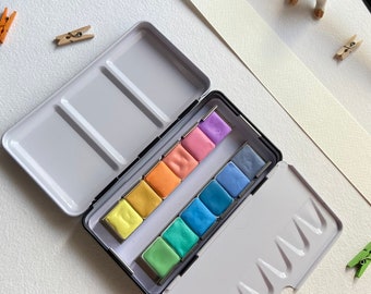 Pastel Handmade Watercolor Paint Set – 12 Aquarelle Pans