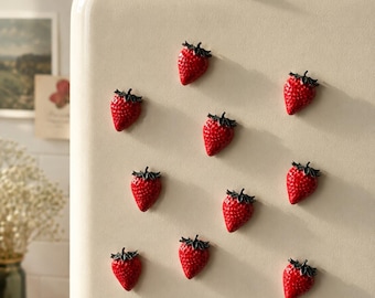 Strawberry fridge magnet - fruit ceramic fridge magnets - Pack of 5 ( approx 2.5 cm)