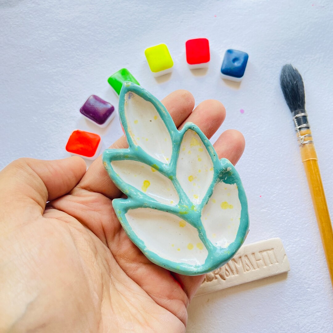 Leaf Tiny Mixing Palette Mini Paint Palette Etsy