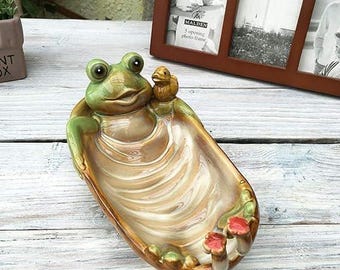 Ceramic Frog Soap Dish, Froggy Duck Soap Holder, Trinket Tray (19 x 9 cm)