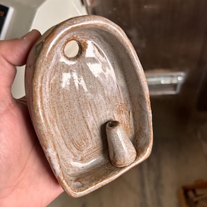 Rustic small ceramic wall hanging with budvase, Terracotta finish ceramic altar 10 cm, ceramic wall sconce image 15