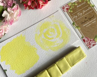 Handmade Yellow Watercolor Half Pan - Vegan Pastel Paint