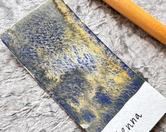HENNA – Gelber Ocker, Grünblaue granulierende Aquarellfarbe – Handgefertigte Aquarellfarbe, Granulationsfarbe, Künstlergeschenk, einzigartige Künstlerbedarf