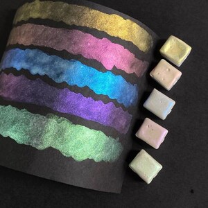 Fairy Colorshift watercolor Half pan set - Iridescent Paints - phantom Metallic paint set - calligraphy paint set - sparkly watercolor set