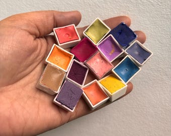 Mystery bag budget matt paint - Mystery  Pack of 10 half pans, Matt paints, Handmade Watercolor Bag, 10 paint pans, No repeats , artist gift