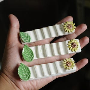 Sunflower Ceramic Brush Rest, Artist Gift