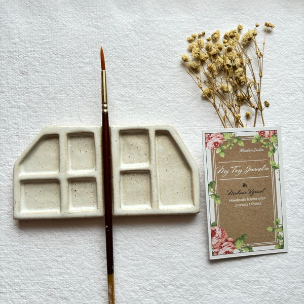 Seconds Sale -Ceramic Palette + Paintbrush rest set- Artist gift set - Holi gift artist - Clearance Sale