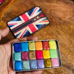 18 pc set Metallic handmade watercolour - 18 set shimmer watercolors - mica paint set,  gift for artists, Black Friday sale