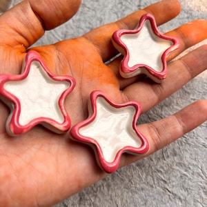 Pink Star shaped empty Ceramic pans - set of 5 pink Star Ceramic empty watercolor pans , Paint storage pans, artist supplies , star mini