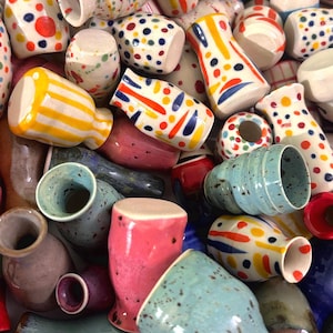 Funky abstract ceramic fridge magnet pots , party favors 5-6 cm