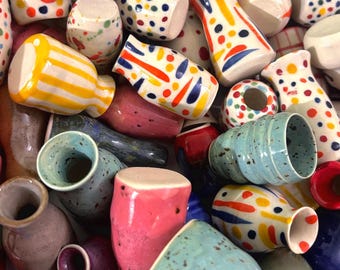 Funky abstract ceramic fridge magnet pots , party favors 5-6 cm