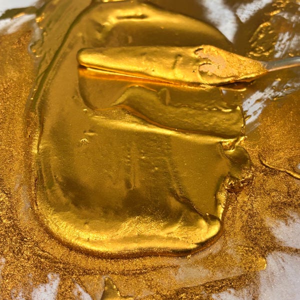Droge handgemaakte micaverf - Deep Desert Gold metallic aquarel, handgemaakte glanzende verf - droge verf