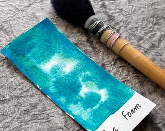 Granulierende Aquarellfarbe - SEA FOAM - HIMMEL- grüne Granulationsfarbe, Handgemachte Aquarellfarben, Granulationsfarbe, Naturfarben