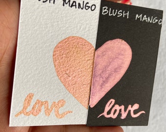 Blush Mango- pink yellow Colorshift Metallic paint - mica watercolor pan- shimmer Handmade paint- Metallic Watercolor - mica powder