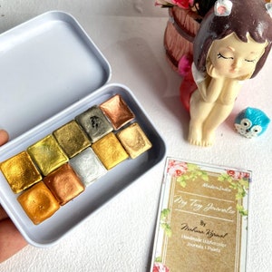 Metallic handmade Watercolor set - Metallic Handmade Paint | Metallic Watercolour for Calligraphy- Shimmer Watercolor- Gift for Artists
