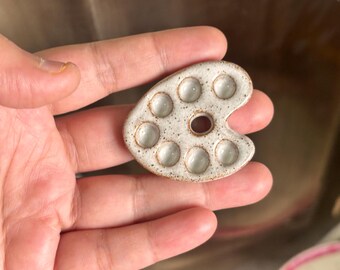Colgante de paleta de pintura de cerámica en miniatura – Regalo para artistas, colgante de paleta de cerámica