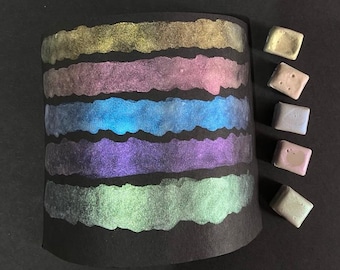 Fairy Colorshift Watercolor Paint Set: Iridescent Metallic Half Pans