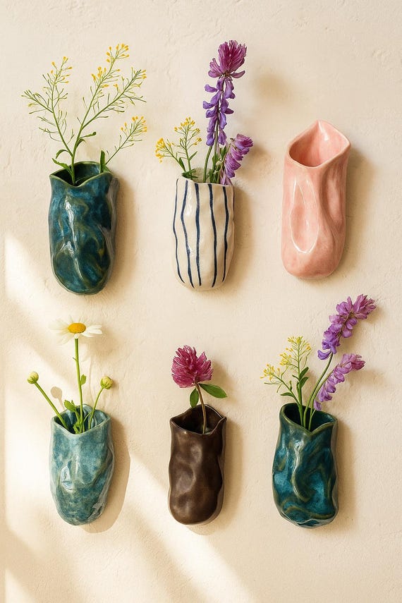 Mystery Small wobbly Ceramic budvase pot fridge magnet , Mini vase for fridge, Party favors, Girlfriend gift, mom gifts
