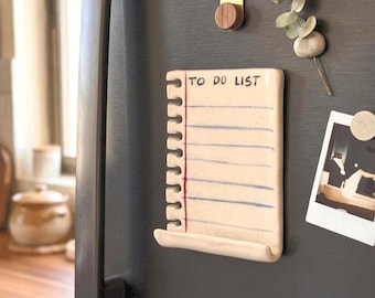 Handmade Ceramic Magnetic Whiteboard – Pottery Fridge Memo Board - Ceramic To Do List  fridge magnet  ( approx 9 x 12 cm)