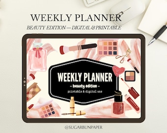 Cute Beauty Weekly Planner Printable PDF | Pastel Planner | Digital Download | GoodNotes & Print