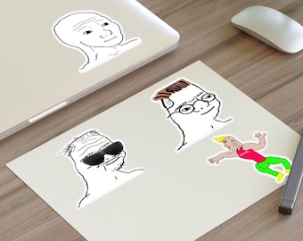 Wojak, Boomer, Zoomer and Chad Crypto Meme Sticker Sheets! 4 in 1, Troll, Gamer, Reddit, 4chan, Funny, Bogdanoff, Stonks, Vinyl, Gift.