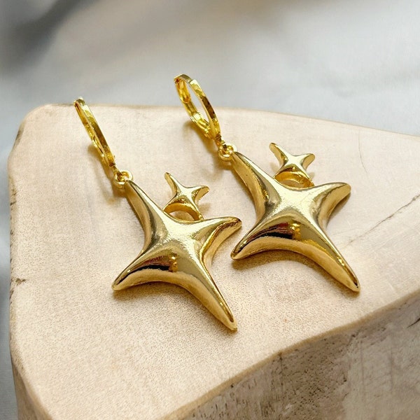 Sparkle Earrings, Gold Shimmer Earrings, Sparkle Emoji Earrings, Gold Earrings, Star Earrings, Star Emoji Earrings, Gift For Her, Sparkle