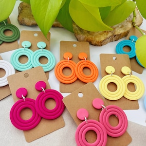 Circle Earrings, Record Earrings,Retro Dangle Earrings,Fun Earrings, Statement Earrings, Colorful Jewelry, 70s Earrings, 80s Earrings,Groovy