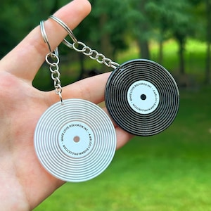 Vinyl Record Keychain: White or Black, 2 Inch Vinyl Charm