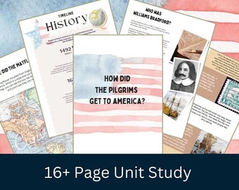 Pilgrim History Unit Study - Thanksgiving, Homeschool Curriculum, Educational Resources, Homeschool Lesson, America, Printable