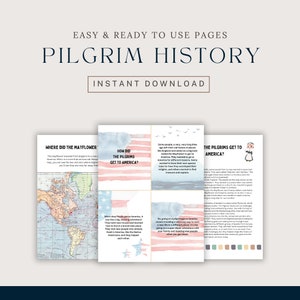 Pilgrim History Unit Study - Thanksgiving, Homeschool Curriculum, Educational Resources, Homeschool Lesson, America, Printable