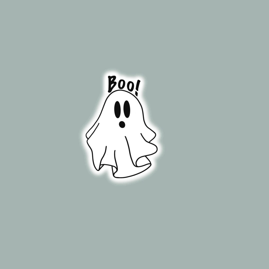 Ghost With Word BOO Sticker Weatherproof Holographic Cute for Laptop