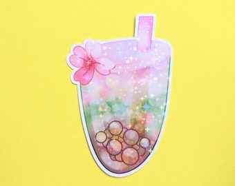 Bubble Tea Journaling Glitter Stickers