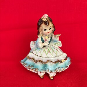 Antique Arnart Girl Figurine: Japan, Rose, Small Chip (4.5&quot; Tall)