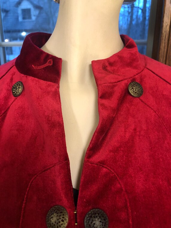 Stunning Red Velvet Jacket/Blazer size 10, Decora… - image 5