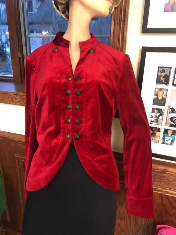 Stunning Red Velvet Jacket/Blazer size 10, Decorat