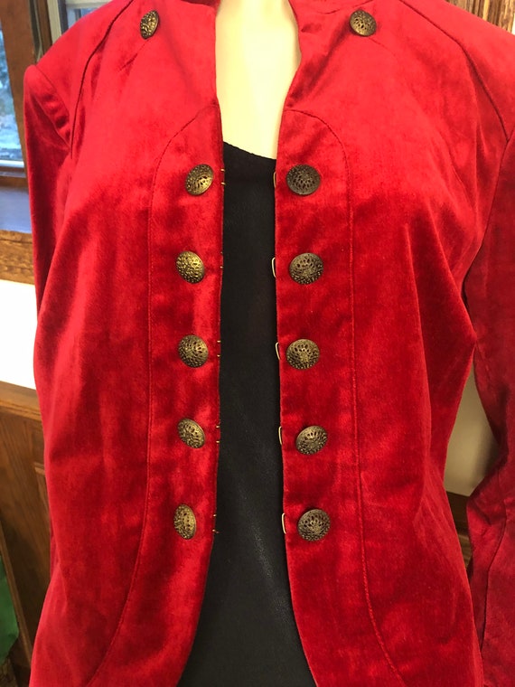 Stunning Red Velvet Jacket/Blazer size 10, Decora… - image 7