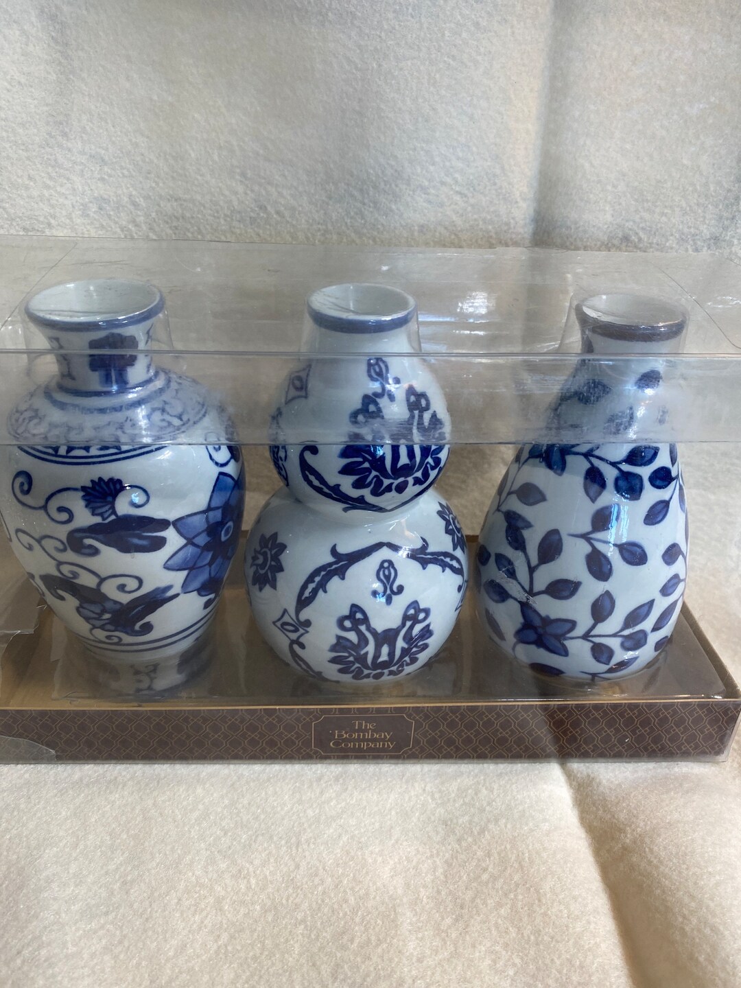 The Bombay Company 3 Chinoiserie Vases Etsy