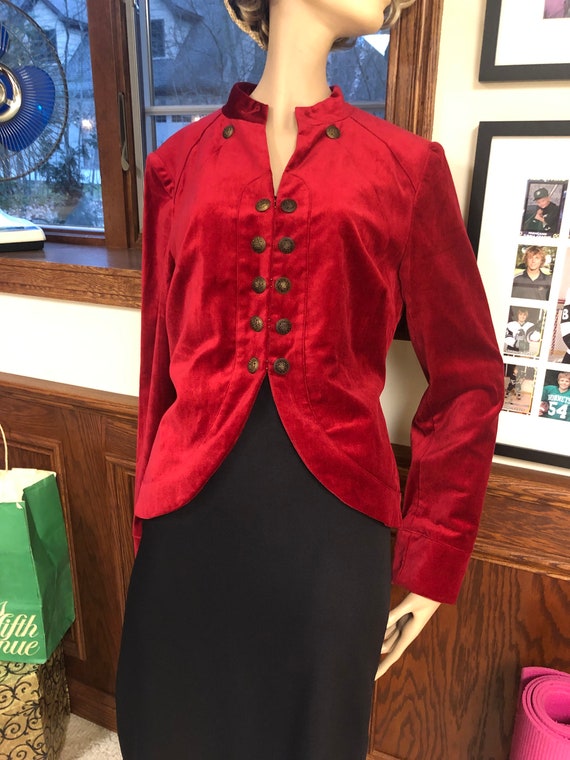 Stunning Red Velvet Jacket/Blazer size 10, Decora… - image 2