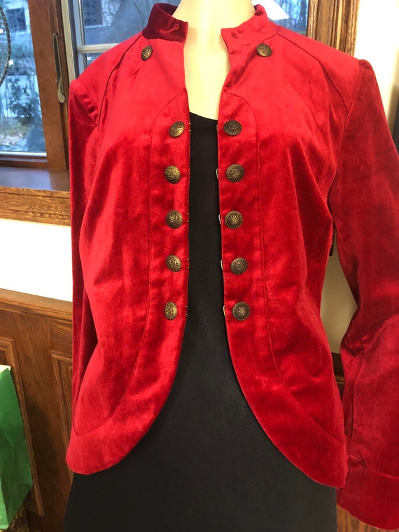 Stunning Red Velvet Jacket/Blazer size 10, Decora… - image 6