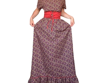 Abito lungo vintage anni '70 Gunne Sax in stile Prairie Cottagecore Milkmaid Flower Power XS/S
