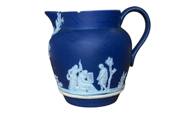Antike Wedgwood Jasperware Kobalt Blau Milchkännchen Mini Krug 7,5 cm