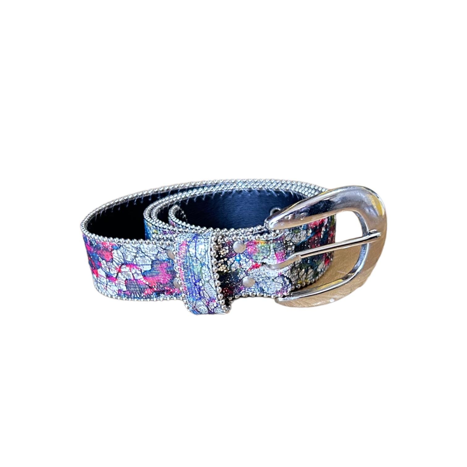 Vintage 80’s Elite Multicolor Velvet Collage Belt Elite Fresno California Vintage Belt Size S Multicolored  main image 2